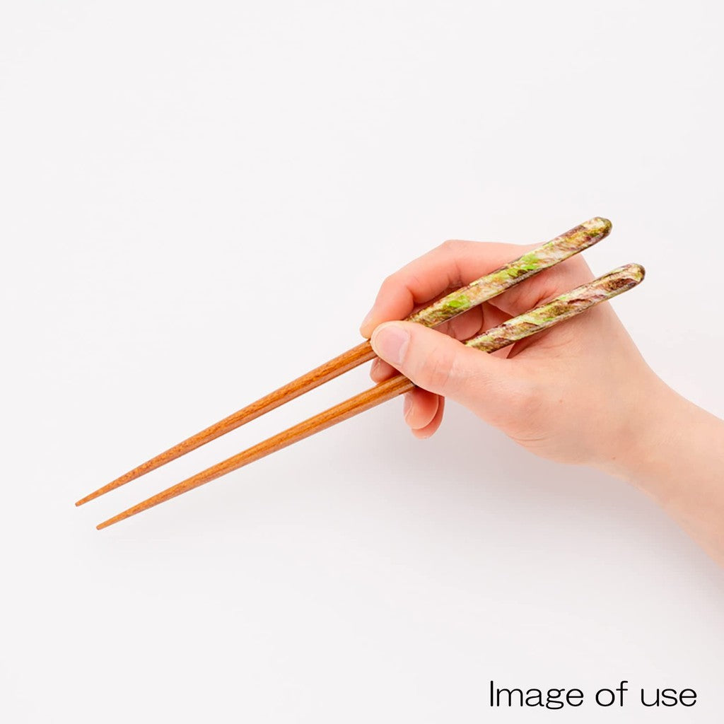 Hashikura Matsukan Dishwasher-Safe Couple's Chopsticks Natural Wood Pair Set 22.5cm with Chopstick Rest Crystal Sunlight Spring-Summer Green Pink Made in Japan G-82011