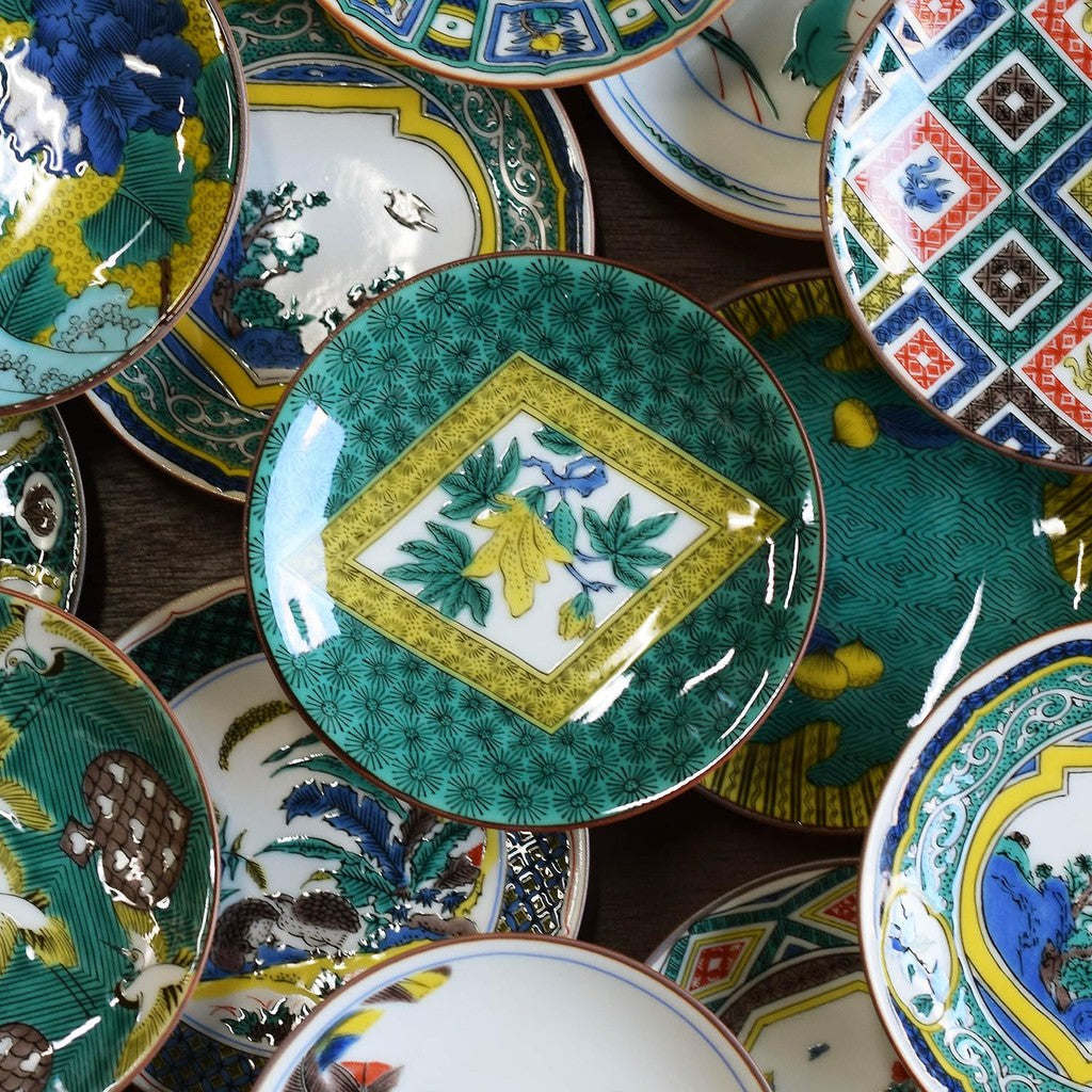 Plate Stylish Kutani Ware Masterpiece Small Plate Old Kutani Aote Buddha's Hand Pattern Side Plate Serving Dish Brand Japanese Tableware
