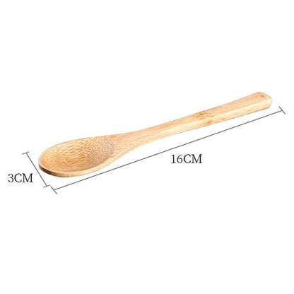 Matcha tea utensils: chashaku (bamboo tea scoop), dessert spoon, coffee spoon, tea spoon.