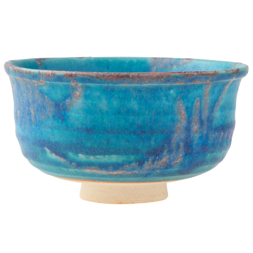 Marui Pottery Shigaraki Ware Hechimon Matcha Tea Bowl Diameter Approximately 14cm, Tsuyukusa Blue MR-3-4121