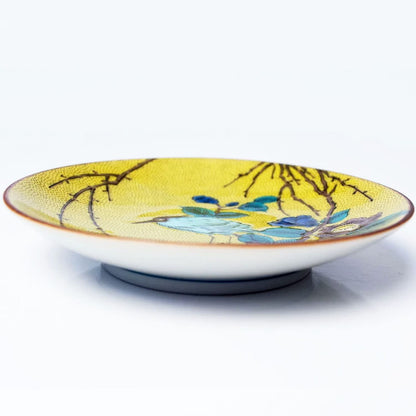 Dish Stylish Kutani Ware Masterpiece Small Plate Yoshidaya Heron and Willow Ceramic Side Dish Brand Japanese Tableware