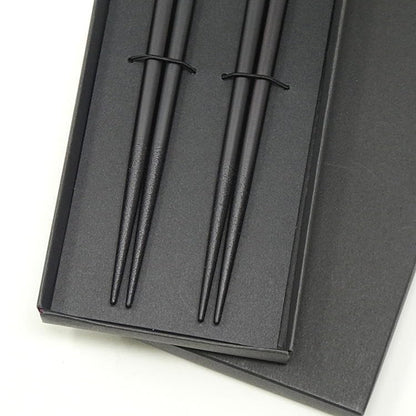 Couple's Chopsticks Pair - Wedding Gift / Anniversary - Wakasa Lacquer - Made in Japan - Dishwasher Safe - Nagomi Sakura (Blue/Pink) 23cm - Gentle Chopsticks (Black Box) - A Refined Wedding Gift - Present / Gift