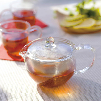 HARIO Chacha Kyusu Maru Teapot, Practical Capacity 300ml, Heat-Resistant Glass, CHJMN-30T