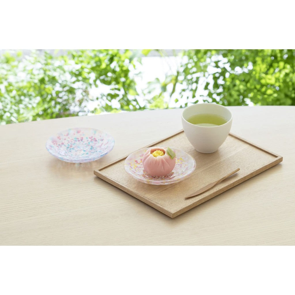 ADERIA Tsugaru Vidro Sakura Pair of Small Plates Made in Japan, Gift Boxed, Stylish and Cute, Ideal for Sashimi Plates, Perfect Gift for Women, Mother's Day, Father's Day, Couples, Men, Housewarming, Weddings, Visit Greetings, Small Retirement Gifts, Birt