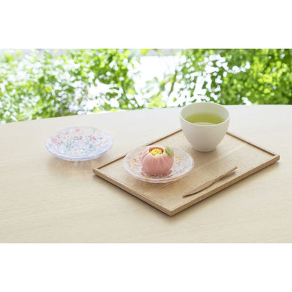 ADERIA Tsugaru Vidro Sakura Pair of Small Plates Made in Japan, Gift Boxed, Stylish and Cute, Ideal for Sashimi Plates, Perfect Gift for Women, Mother's Day, Father's Day, Couples, Men, Housewarming, Weddings, Visit Greetings, Small Retirement Gifts, Birt