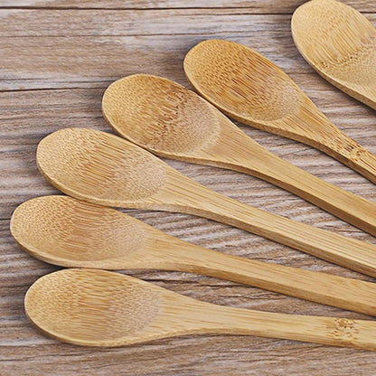 Matcha tea utensils: chashaku (bamboo tea scoop), dessert spoon, coffee spoon, tea spoon.