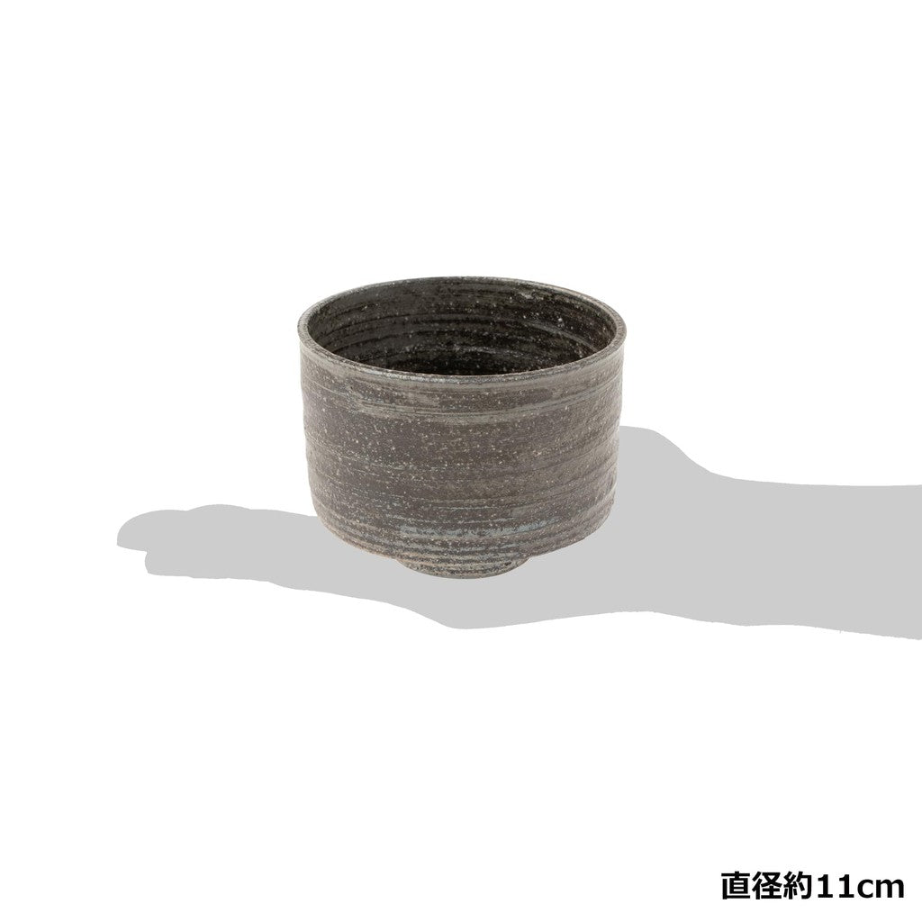 Marui Seito Shigaraki Ware Hechimon Matcha Tea Bowl Approximately 11 cm in diameter Black Steel Brown MR-3-4119