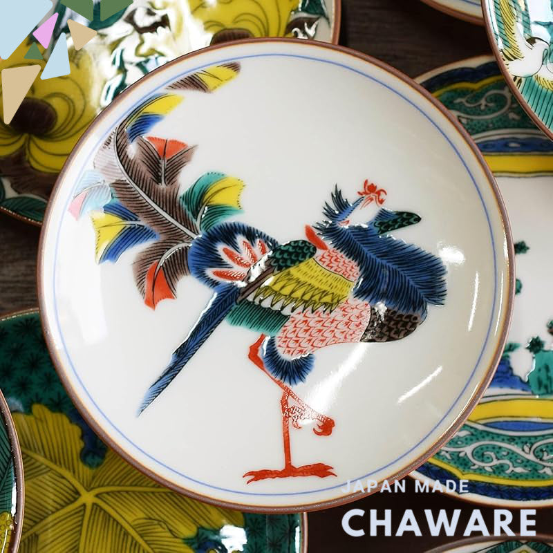Plate Stylish Kutani Ware Masterpiece Small Plate with Old Kutani Colorful Phoenix Design Ceramic Side Plate Brand Japan
