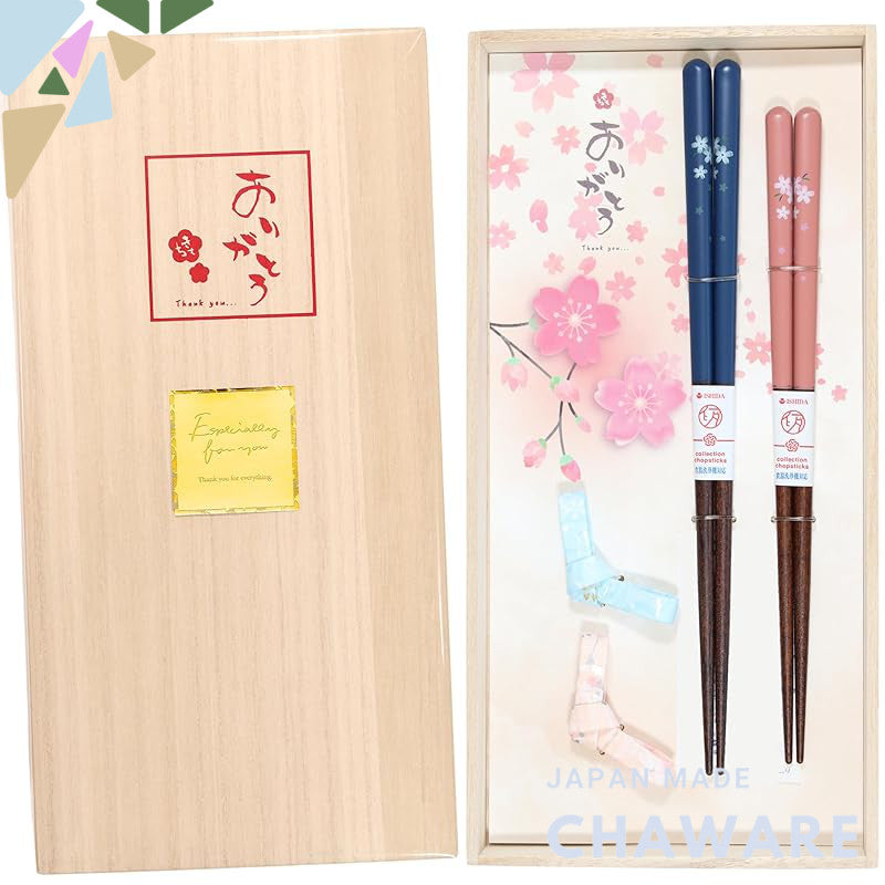 FlaColle Elegant Couple Chopsticks and Chopstick Rest Set with Swarovski, Gift Boxed for Weddings and Special Occasions 