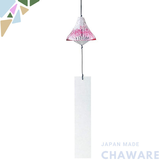 Handcrafted Japanese Glass Wind Chime - Mount Fuji Design in Red, Gift Boxed