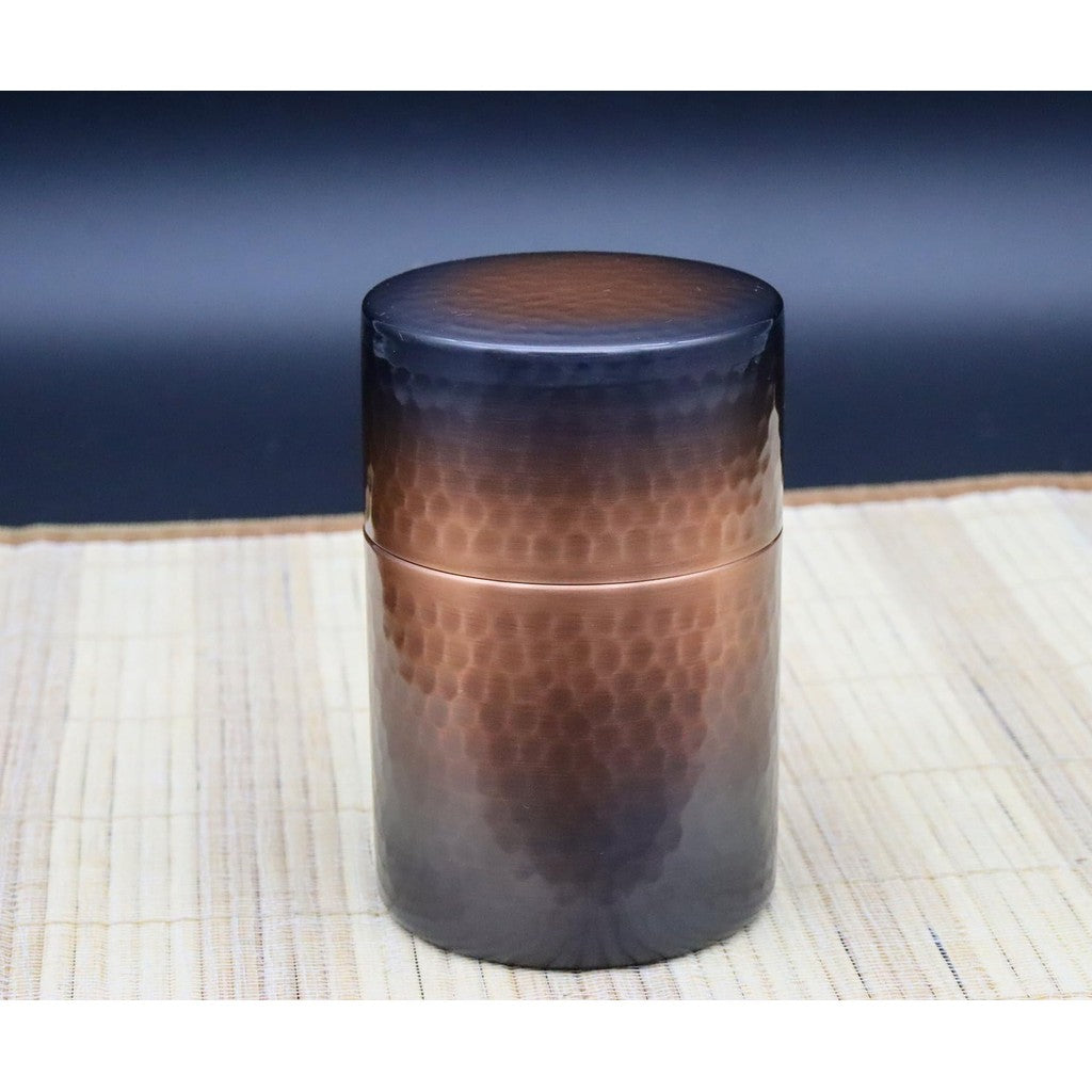 Shinkodo Made in Japan Pure Copper Tea Canister (Medium) Red Copper Finish Hammered Design Gift Wrapping Available