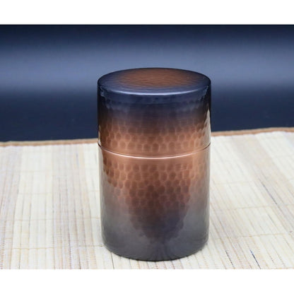 Shinkodo Made in Japan Pure Copper Tea Canister (Medium) Red Copper Finish Hammered Design Gift Wrapping Available