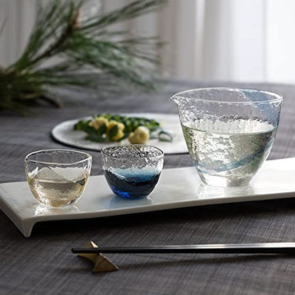 [made in Japan] Toyo Sasaki Glass Cold Sake Carafe Blue 300ml, Pouring Style, Edo Glass, Yachiyo Kiln, Made in Japan, 63700 Blue with Gold Leaf.