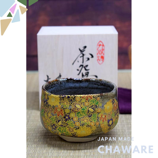 Matcha bowl, ceramic, tea utensils, Kutani ware, matcha tea bowl, floral design, brand, matcha, rice bowl, Japanese tabl