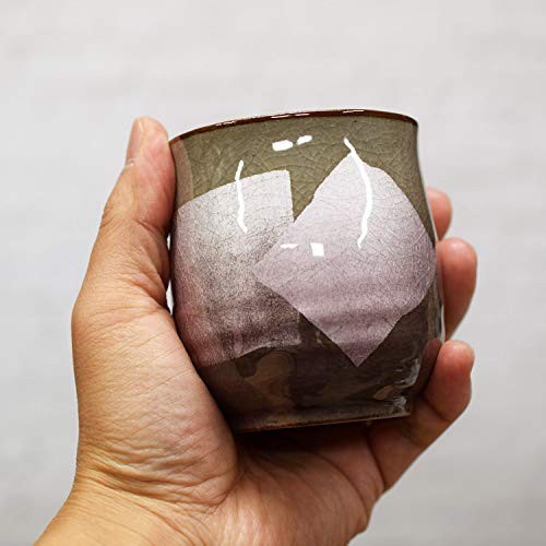 "Waza no Kura Kutani Ware Tea Cup - Silver Glaze Purple - Pottery Brand Japanese Tableware - Yunomi Chawan - Celebration for the 70th Birthday - Present Gift"