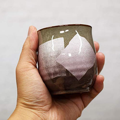 "Waza no Kura Kutani Ware Tea Cup - Silver Glaze Purple - Pottery Brand Japanese Tableware - Yunomi Chawan - Celebration for the 70th Birthday - Present Gift"