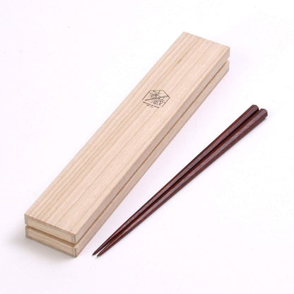 Hashikura Matsukan Premium Natural Wood Chopsticks 22cm Seven-Point Lacquered Satin Finish Brown Made in Japan G-64561