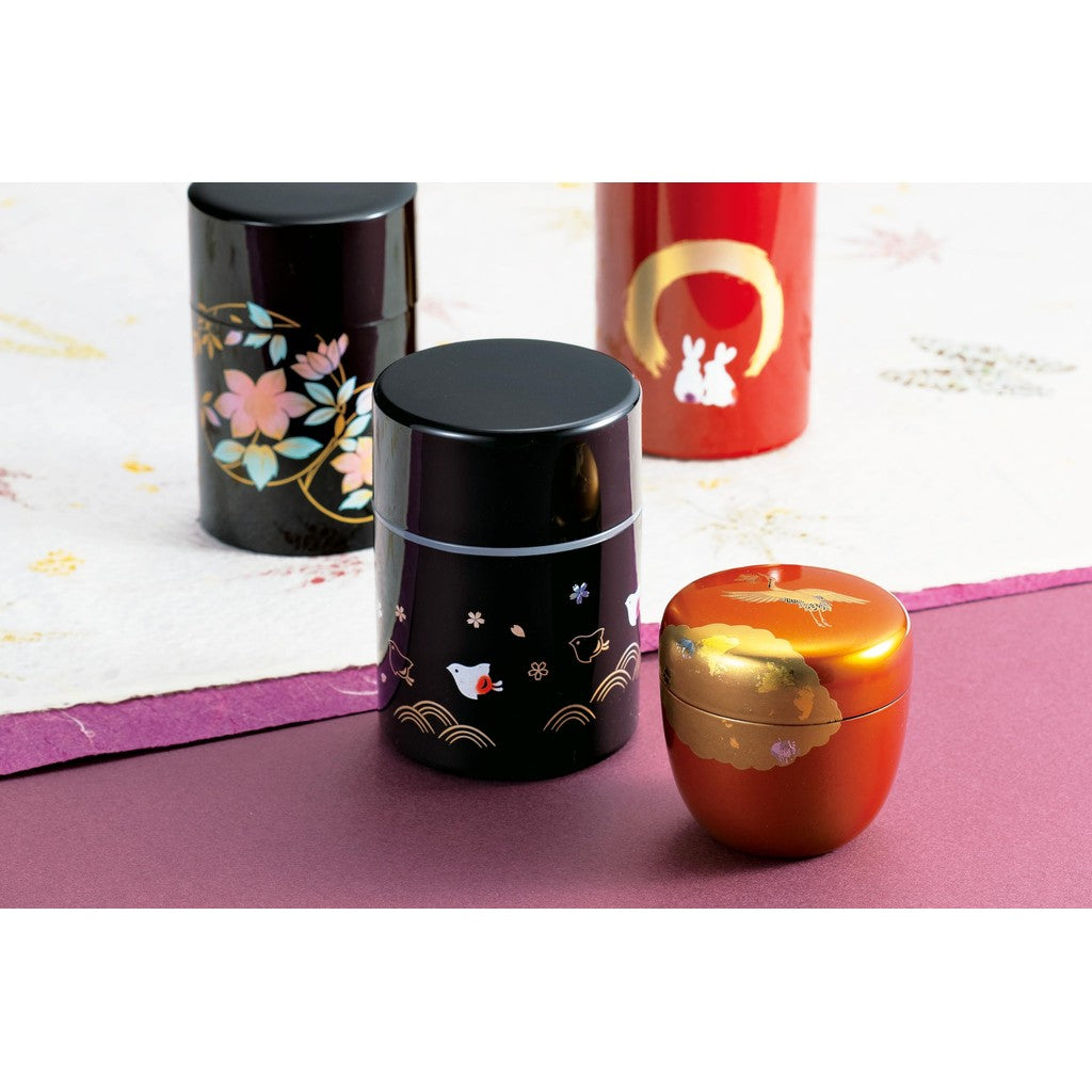 Nakatani Brothers Trading Company Yamanaka Lacquerware Tea Canister (with Inner Lid) Black Tessen 37-3413