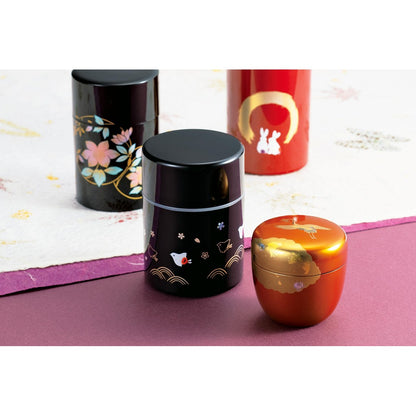Nakatani Brothers Trading Company Yamanaka Lacquerware Tea Canister (with Inner Lid) Black Tessen 37-3413