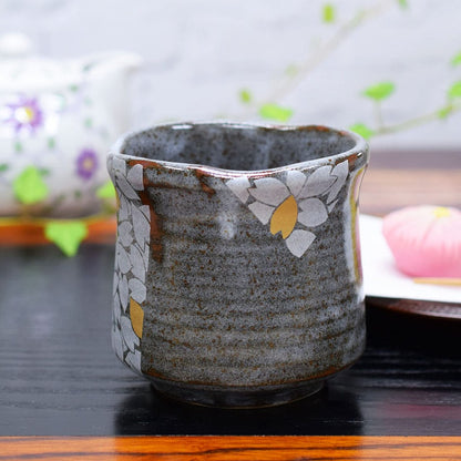 Large Yunomi Kutani Ware Sakura Fubuki Tea Cup Teacup Pottery Brand Japanese Tableware Made in Japan