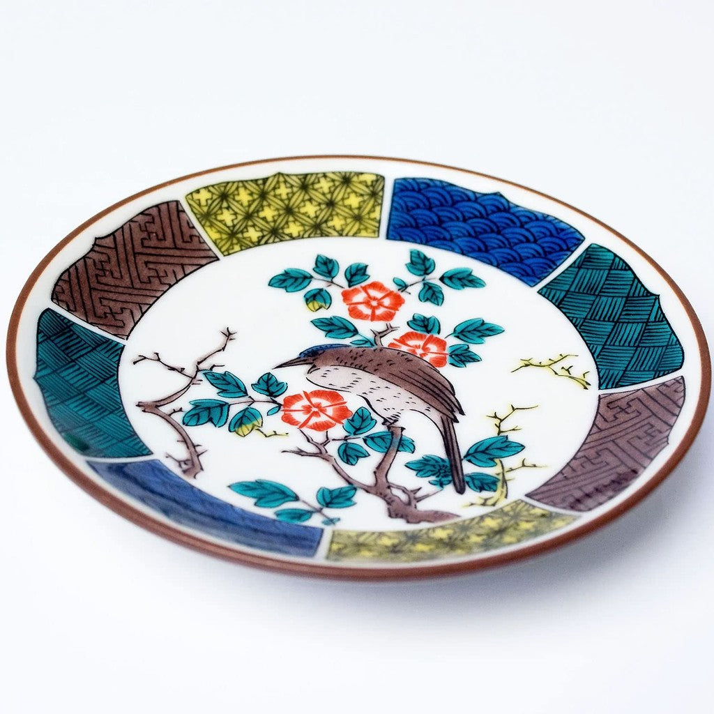 九谷焼 花鳥絵変り小皿揃