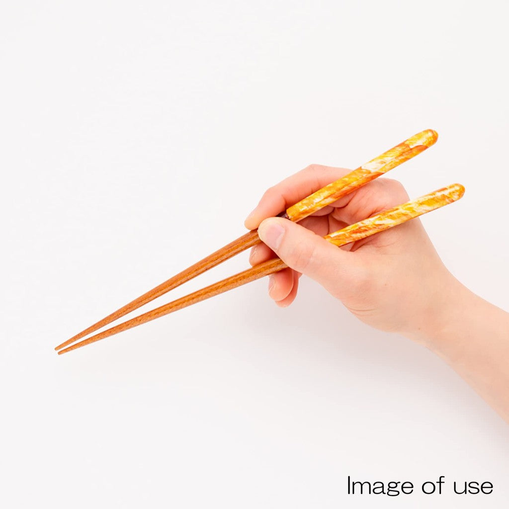 Hashikura Matsukan Dishwasher-Safe Natural Wood Couple's Chopsticks Set, 22.5cm, with Chopstick Rests, Crystal Sunny Rays Autumn/Winter Purple Orange, Made in Japan, G-82012