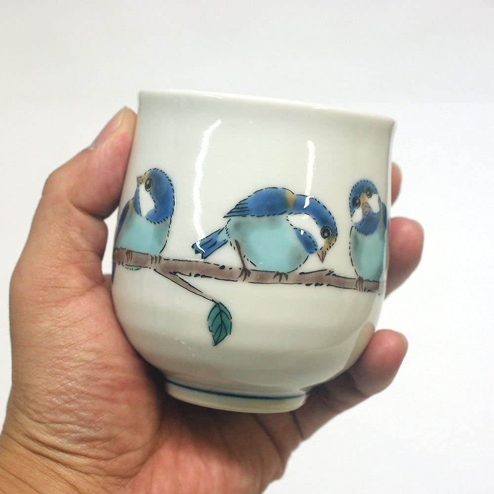 Waza no Kura Kutani Ware Teacup Sparrows Stylish Teacup Bowl Ceramic Brand Japanese Tableware Made in Japan