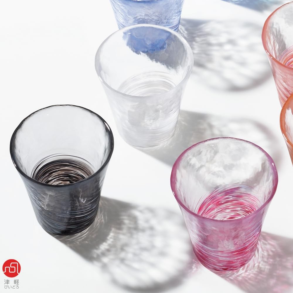 ADERIA Tsugaru Glass Set - 12 Color Options, 260ml, Made in Japan, Gift Boxed, Stylish Glasses for Highball, Beer, Sake, Whiskey, Perfect for Gifting on Occasions like Mother's Day, Father's Day, Weddings, and More.