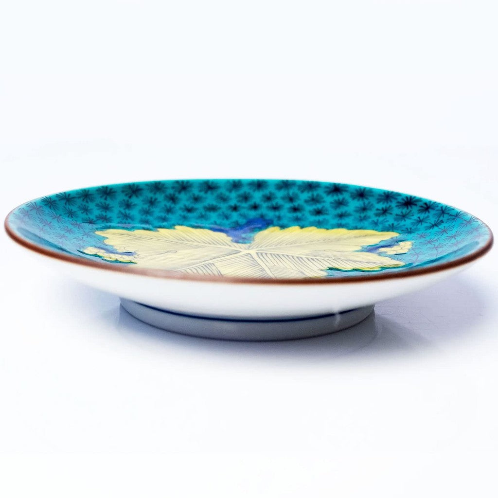 Plate Stylish Kutani Ware Masterpiece Small Plate Ancient Kutani Blue Style Tree Leaf Pattern Side Dish Brand Japanese Tableware