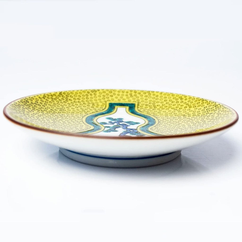 Plate Stylish Kutani Ware Masterpiece Small Plate Ancient Kutani Blue Hand Gourd and Pine Design Small Dish Serving Plate Brand Japanese Tableware