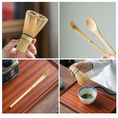 DFsucces Tea Ceremony Tools 3-Piece Set: 100-Bamboo Whisk Holder, Chasen (Tea Whisk), Chashaku (Tea Scoop), Bamboo Matcha Whisk - Traditional Tea Ceremony Craft
