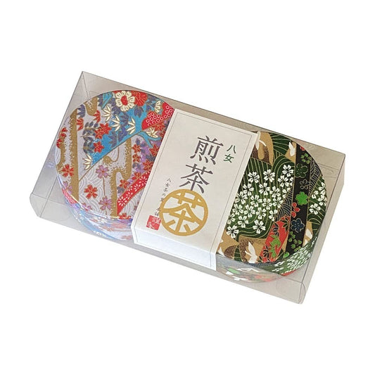 Tea Souvenir Mini Gift Yame Tea Sencha (2 Bottles) in Washi Paper Can MK-18 Yame Tea Village
