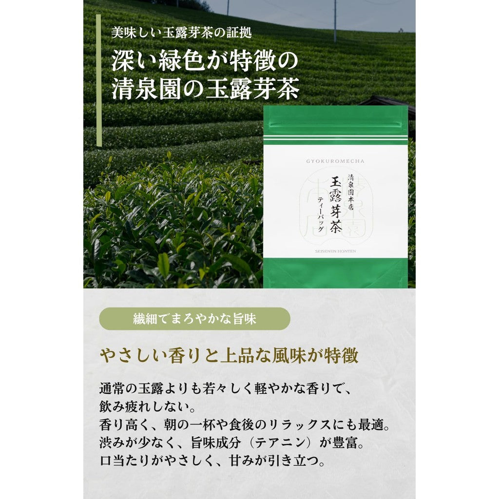 Seisenen Main Store Tea Bag 4 Types Trial Set (Gyokuro / Hojicha / Sencha / Gyokuro Leaf Tea)