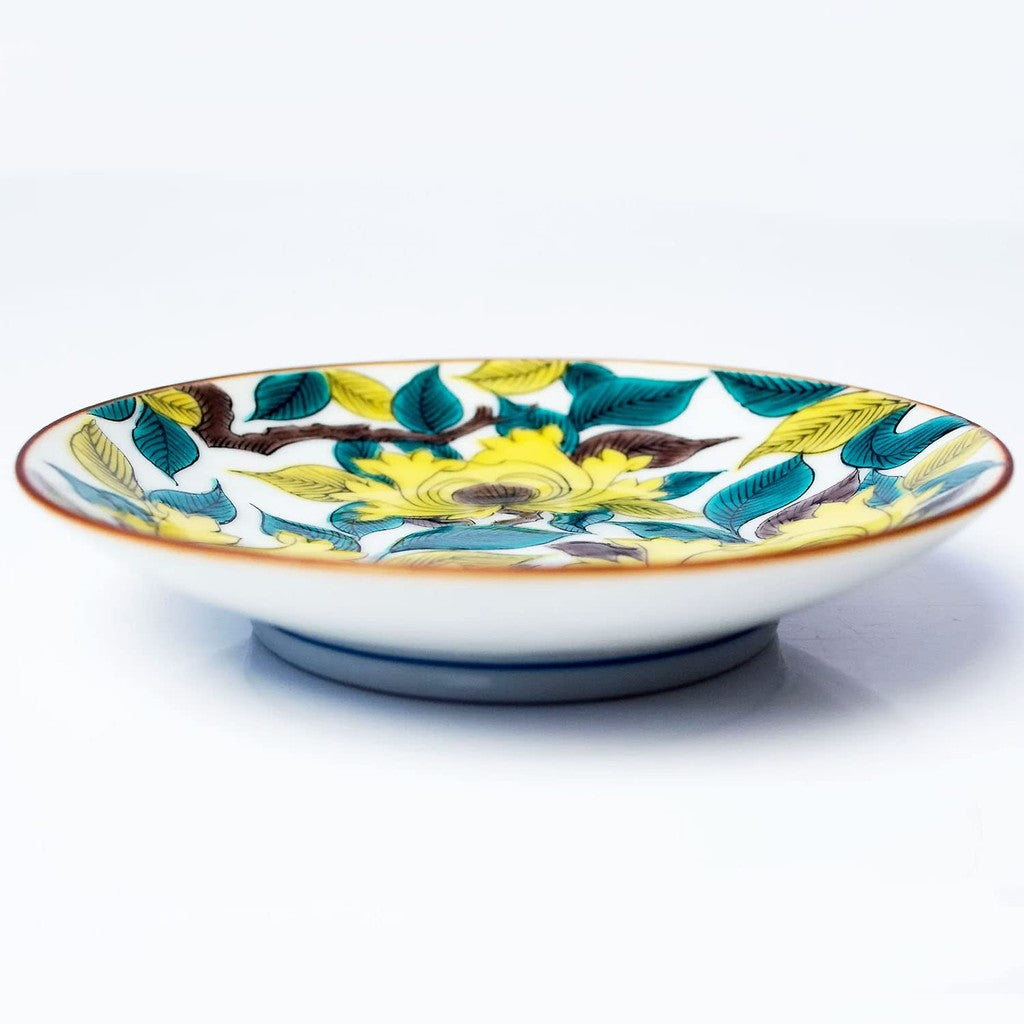 Plate Stylish Kutani Ware Masterpiece Bean Plate Old Kutani Color Painting Peony Design Ceramic Small Plate Serving Plate Brand Japanese Tableware