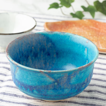 Marui Pottery Shigaraki Ware Hechimon Matcha Tea Bowl Diameter Approximately 14cm, Tsuyukusa Blue MR-3-4121
