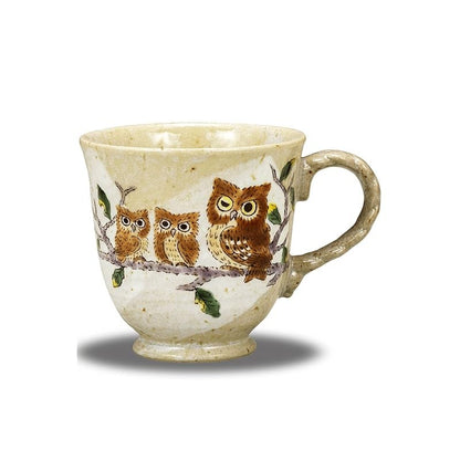 【made in japan】
Waza no Kura Stylish "Red Birthday" Mug - High-Quality Kutani Ceramics with Owl Design, Elegant Tablewar