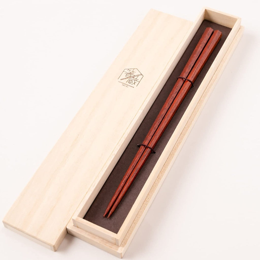 Hashikura Matsukan Premium Natural Wood Chopsticks 22cm Seven-Point Lacquered Satin Finish Brown Made in Japan G-64561
