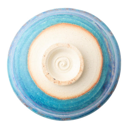 Marui Pottery Shigaraki Ware Hechimon Matcha Tea Bowl Diameter Approximately 14cm, Tsuyukusa Blue MR-3-4121