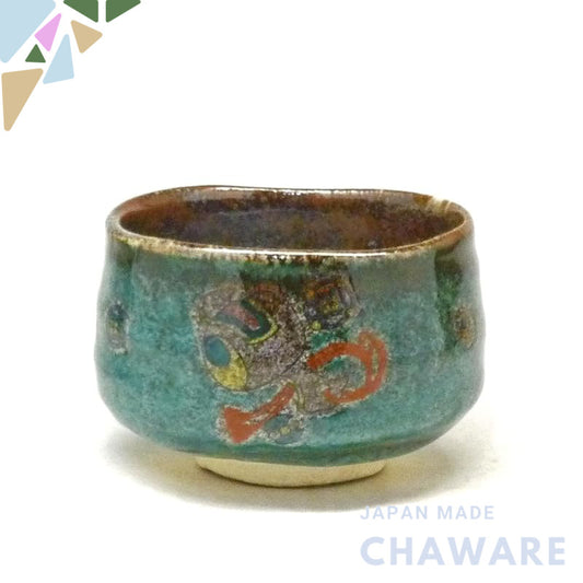 Kutani Matcha Bowl, Treasure Accumulation, Green Lacquered