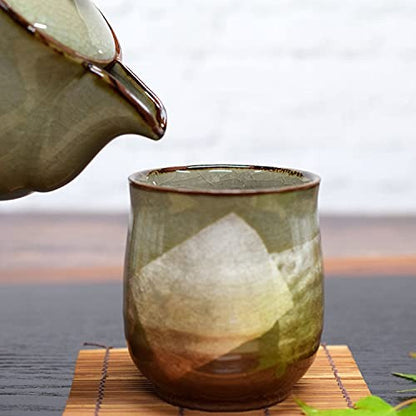 Waza no Kura Kutani Ware Teacup with Silver Glaze - Orange Ceramic Brand - Japanese Tableware - Yunomi (Teacup) - Perfect for Kanreki Celebration Gift.