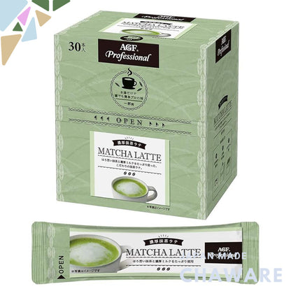 AGF Professional Rich Matcha Latte, 30 single-serving packets, powdered.