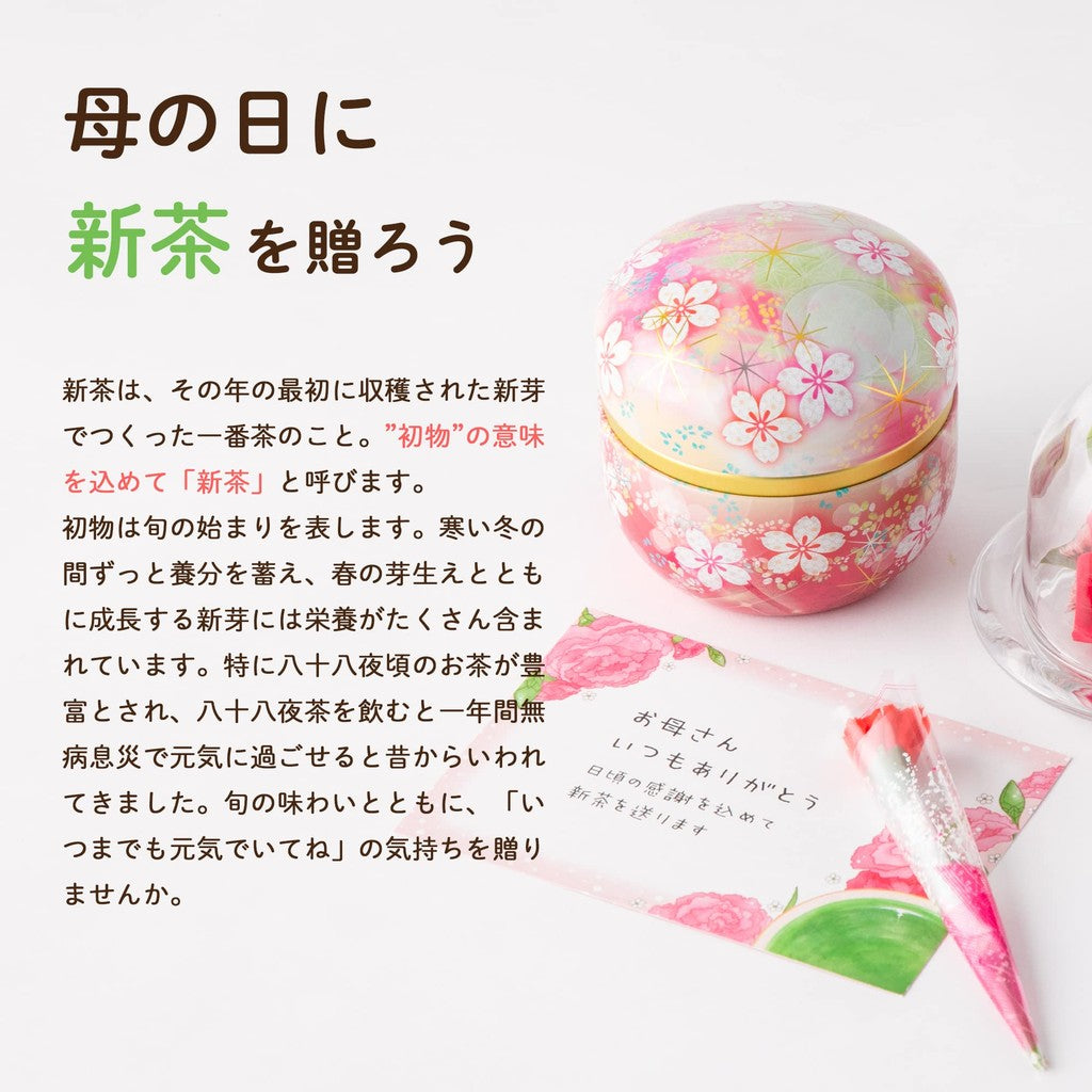 Arahataen Daichi no Uta Flower Pattern Tea Can Gift Set (2 x 80g) - Green Tea, Shizuoka Tea, Mukonosuke Can, Cute Design