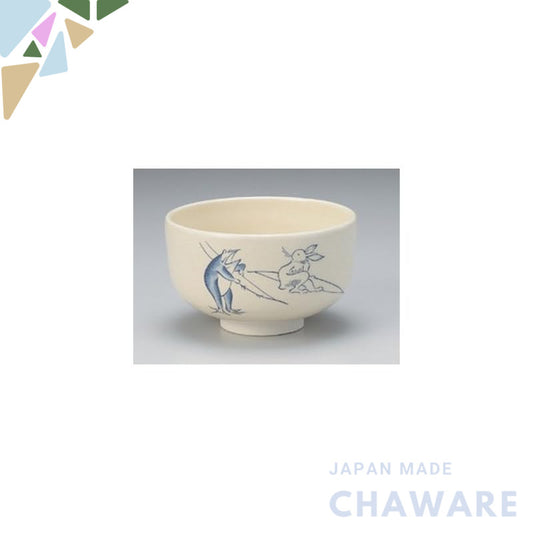 Matcha Bowl, White Swan Beast Picture Cut Stand Tea Bowl [12 x 7.5 cm], Ryotei (Fine Dining), Ryokan (Japanese Inn), Jap