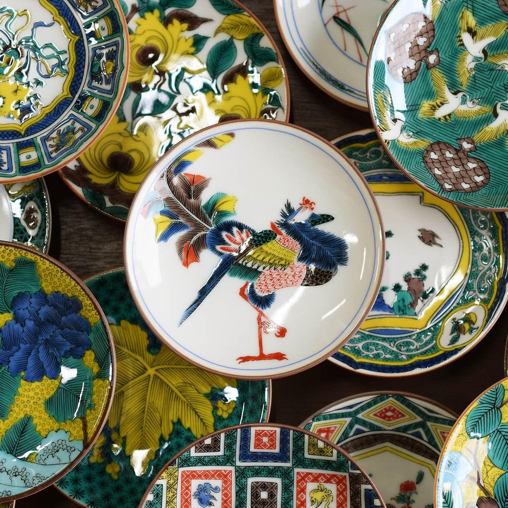 Plate Stylish Kutani Ware Masterpiece Small Plate with Old Kutani Colorful Phoenix Design Ceramic Side Plate Brand Japanese Tableware