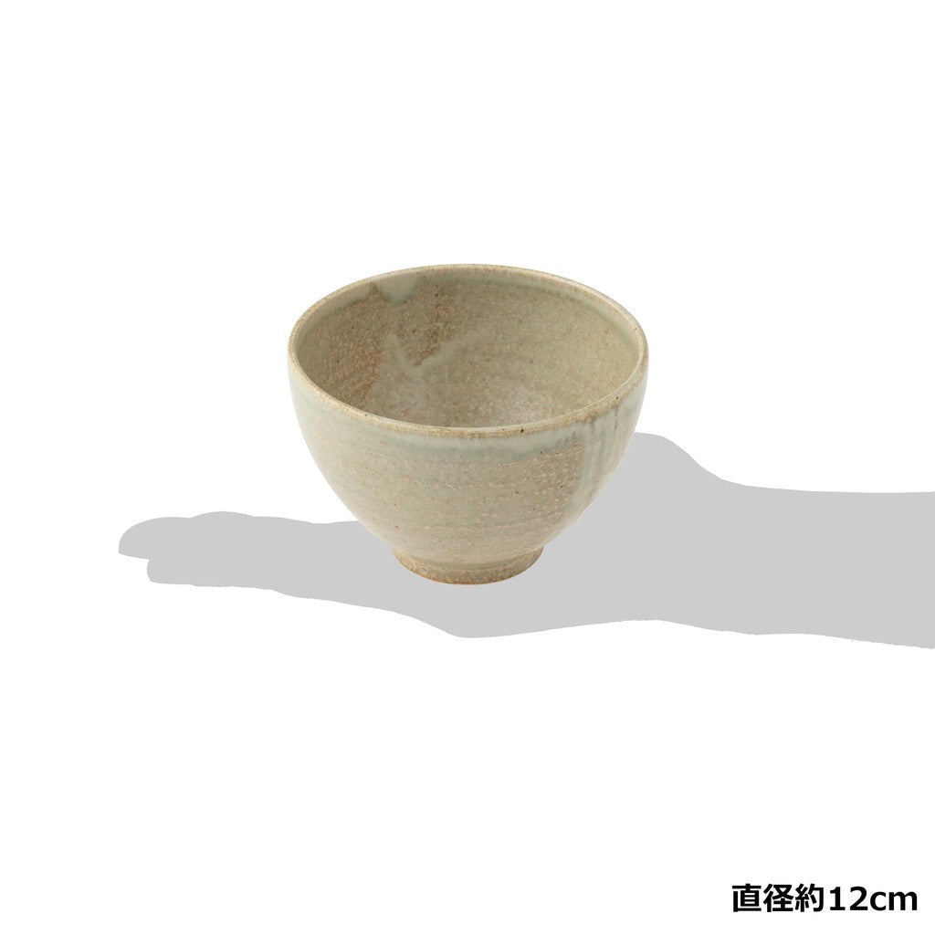 Marui Seito Shigaraki Ware Hachimon Matcha Tea Bowl Approx. 12cm Diameter, White Glaze Cream MR-3-4117