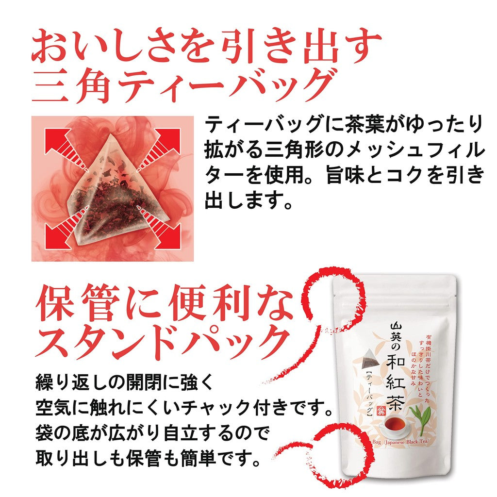 Japanese Black Tea Tea Bags Organic Sugar-Free Shizuoka Produced Kakegawa Produced 2g × 20 Bags Tetra Triangle SanEi