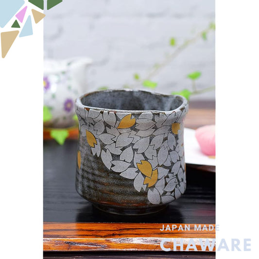 Large Yunomi Kutani Ware Sakura Fubuki Tea Cup Teacup Pottery Brand Japanese Tableware Made in Japan