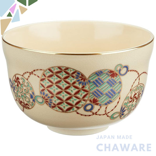 Miyachi Eikou Matcha Bowl White Size: Diameter 12.4 cm x Height 7.8 cm, Kenzan Kuzutama, Comes in a Paper Box.