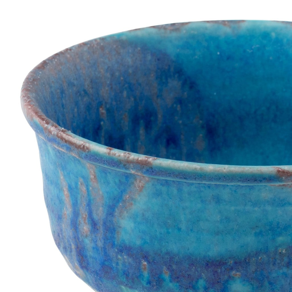 Marui Pottery Shigaraki Ware Hechimon Matcha Tea Bowl Diameter Approximately 14cm, Tsuyukusa Blue MR-3-4121