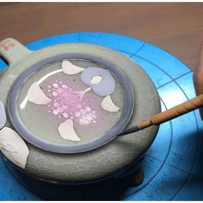 Kutani [Matcha Bowl] in Hydrangea Pink & Blue with Undercoating, Ceramic